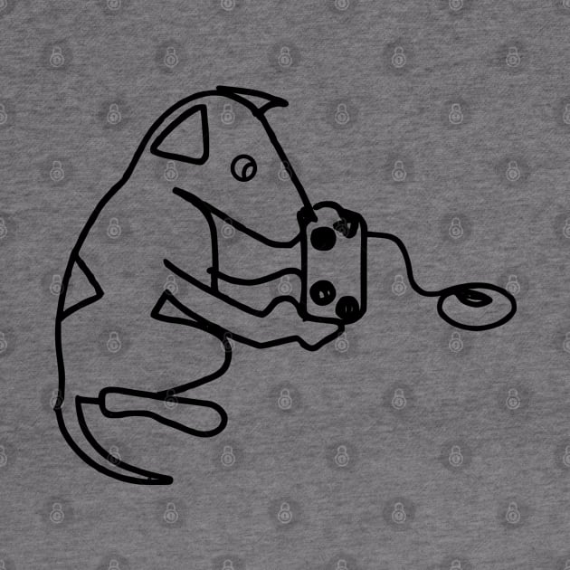 Cute Line Drawing of a Dog Playing Video Games by JoeHx